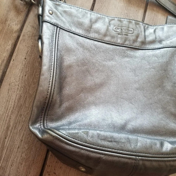 Coach Silver Grey Crossbody Bag  Satchel Leather - Picture 10 of 14